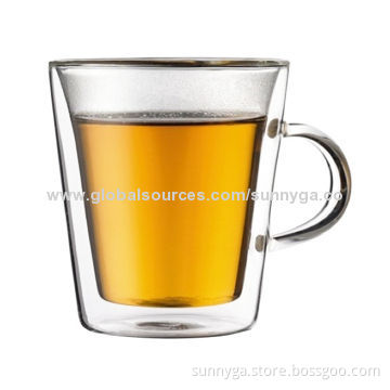 Borosilicate Double Wall Glass Mug, 350mL Capacity